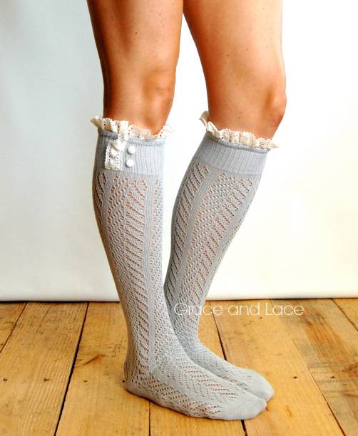 Grace and Lace Dainty Lace Boot Socks | eBay