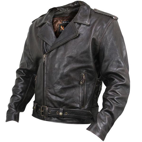 Xelement XS-589 Mens Armored Distressed Leather Classic Biker Jacket ...