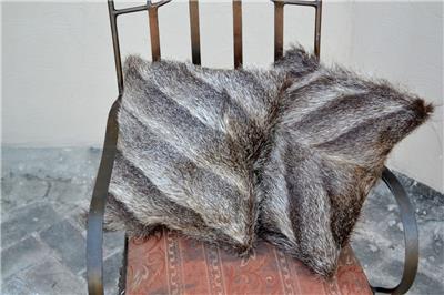 lot 2 genuine real natural nutria beaver fur 15"x15" pillow