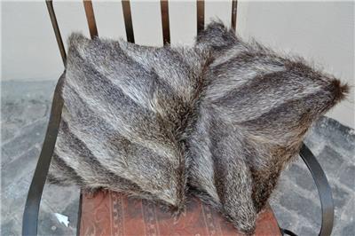 lot 2 genuine real natural nutria beaver fur 15"x15" pillow