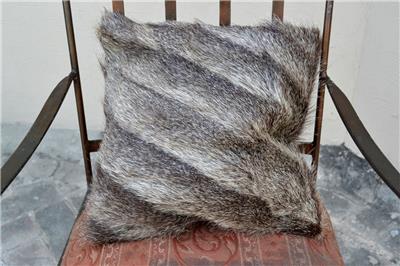 lot 2 genuine real natural nutria beaver fur 15"x15" pillow