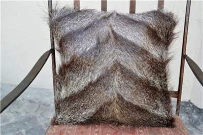 lot 2 genuine real natural nutria beaver fur 15"x15" pillow