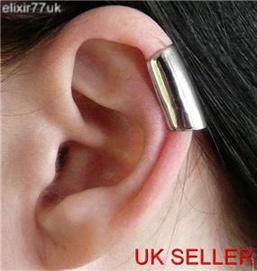 ear clip upper cuff helix earring smooth emo punk wrap cartilage silver