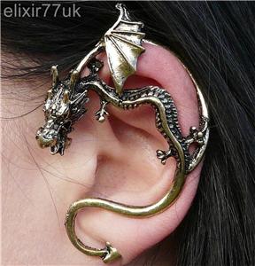 Gold Gothic Dragon Snake Ear Cuff Clip Wrap Lure Stud Earring Rock Payment