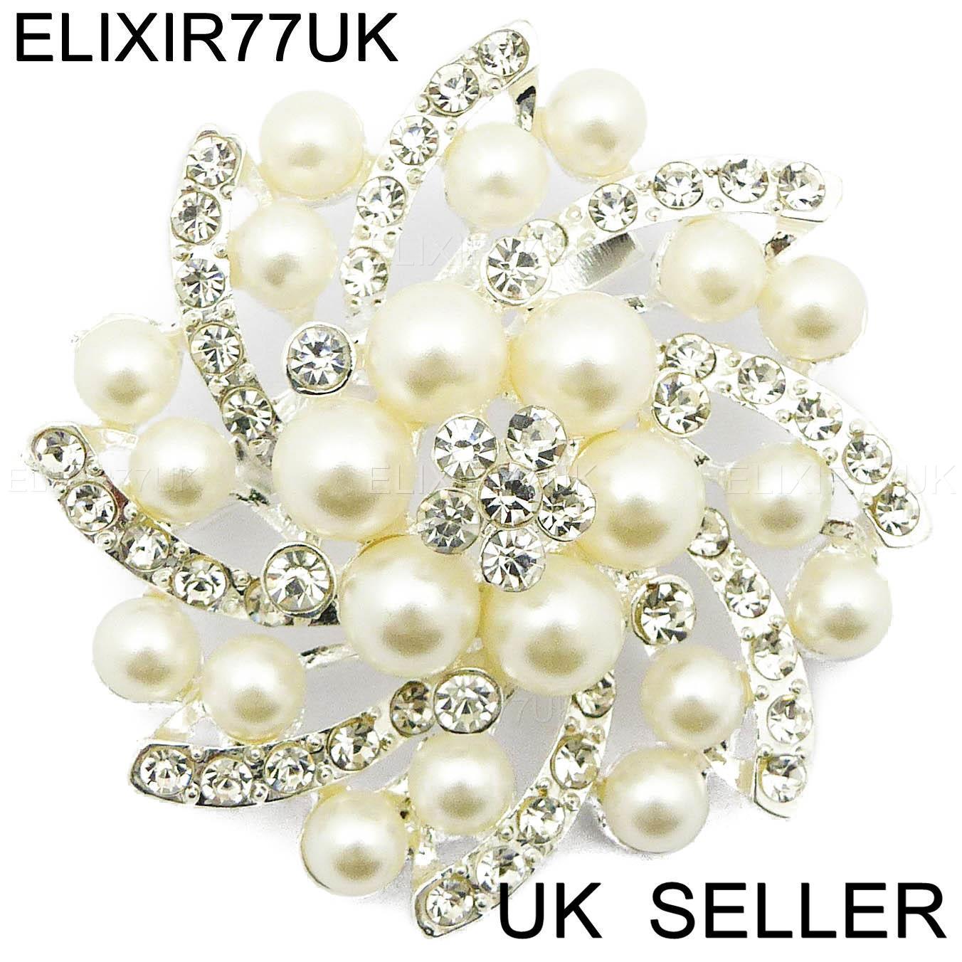 NEW SILVER SPARKLY DIAMANTE RHINESTONE CRYSTAL BOUQUET WEDDING BRIDAL PIN BROOCH