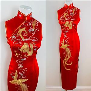 red dress with gold embroidery