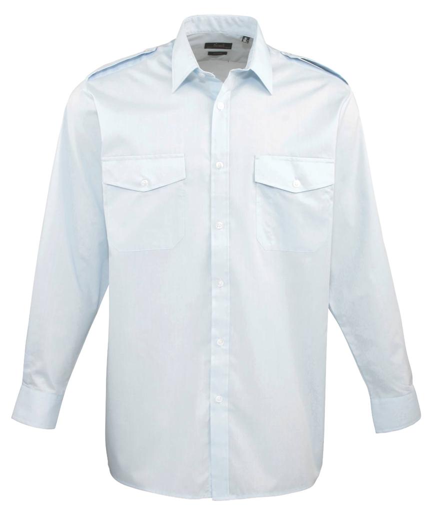 Premier PR210 Mens Long Sleeve Pilot Shirt with Shoulder Epaulettes | eBay