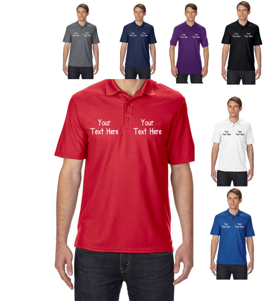 Gildan Personalised Custom Printed Polo shirts Shirt work uniform club ...