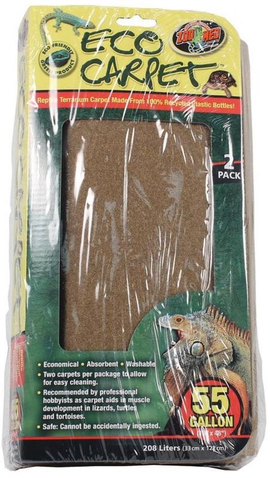 Zoo Med Eco Carpet Reptile Terrarium Liner, 55 Gallon, BROWN, 2 Per