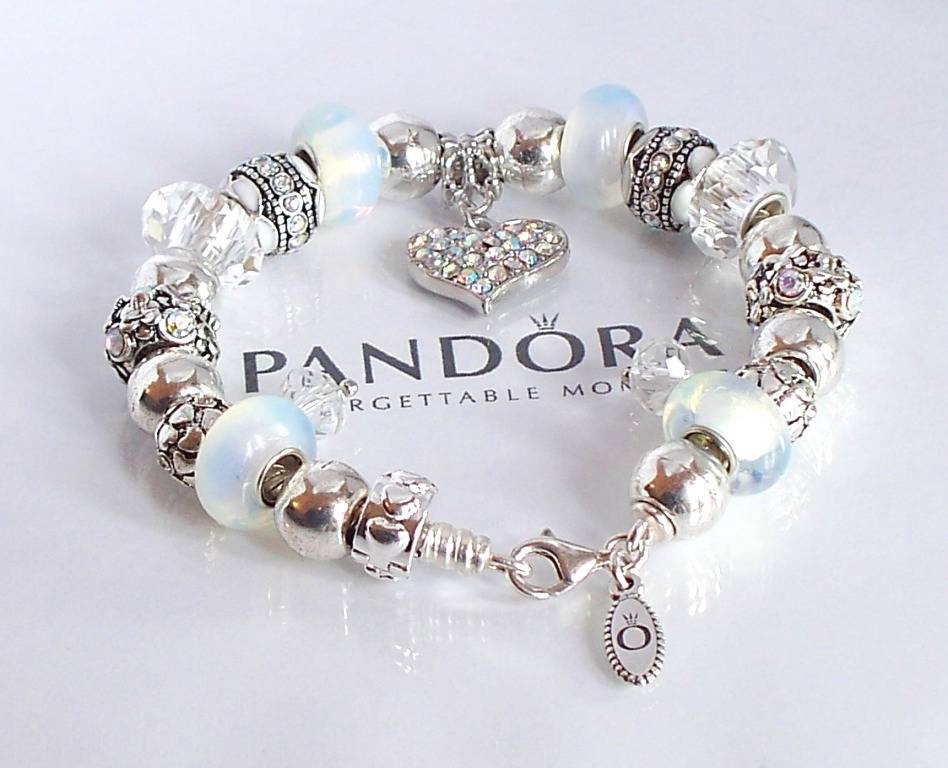 Authentic Pandora 925 Silver Charm Bracelet Snow White Wedding Opalite ...