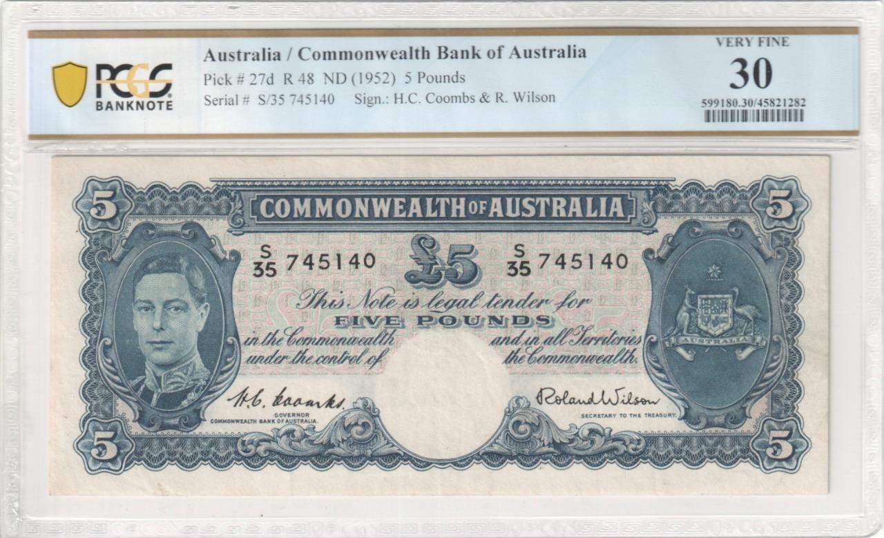 Australia 1952 Coombs & Wilson 5 Pound