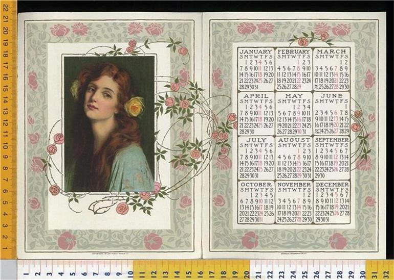B2] CALENDARIO PIEGHEVOLE 1912 THE YOUTH'S COMPANION _ PAESAGGIO E