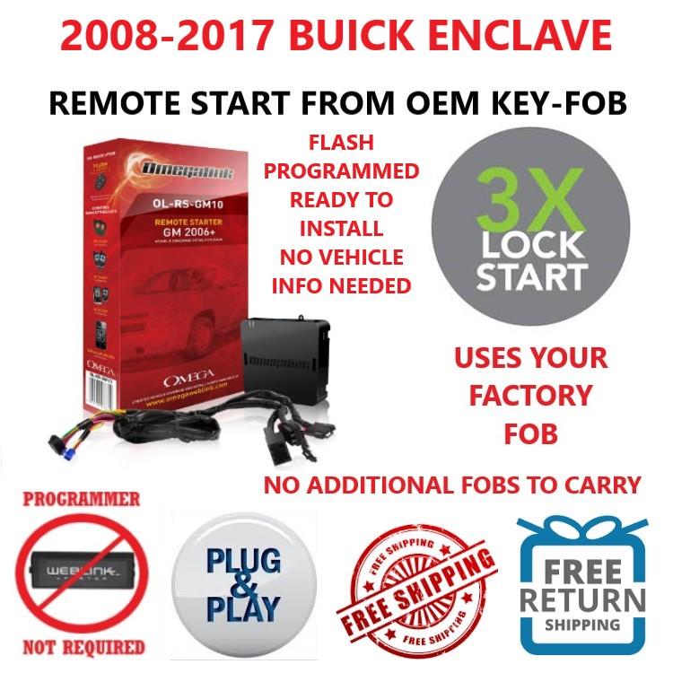 2008-2016 Buick Enclave SUV 100% Plug and Play Remote Start fits 3X Lock