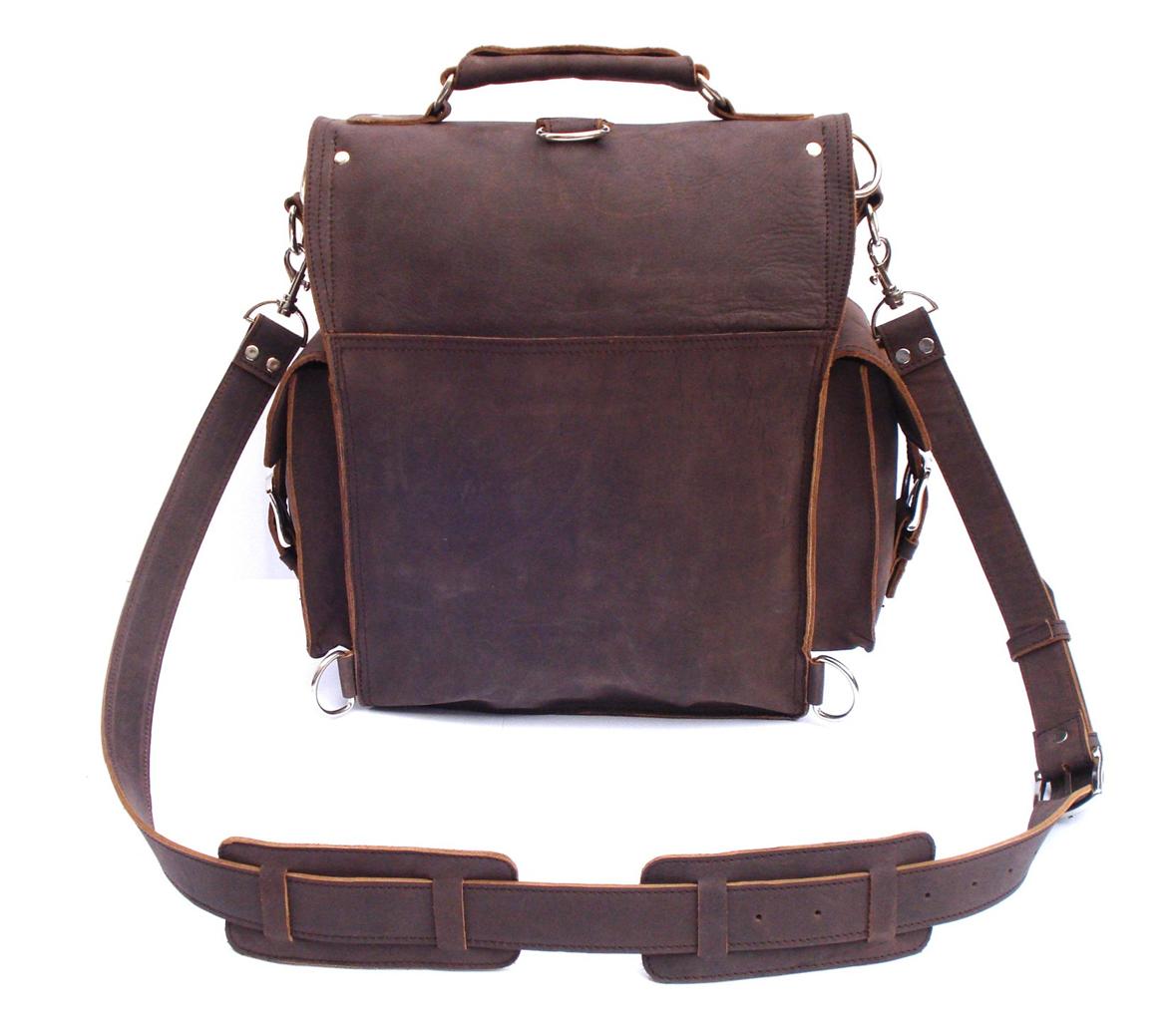 Vintage Rugged Leather Backpack Messenger Bag Briefcase Satchel Laptop ...