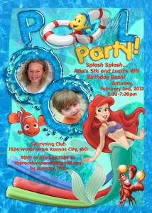 Little Mermaid Pool Party Invitations 8