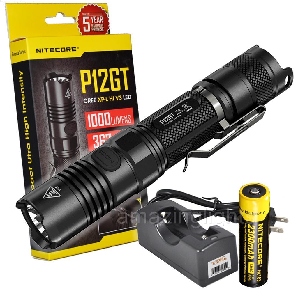 Charger NiteCore P12GT 1000 Lumen LED Flashlight w// 1 x 3400 mAh 18650 Battery