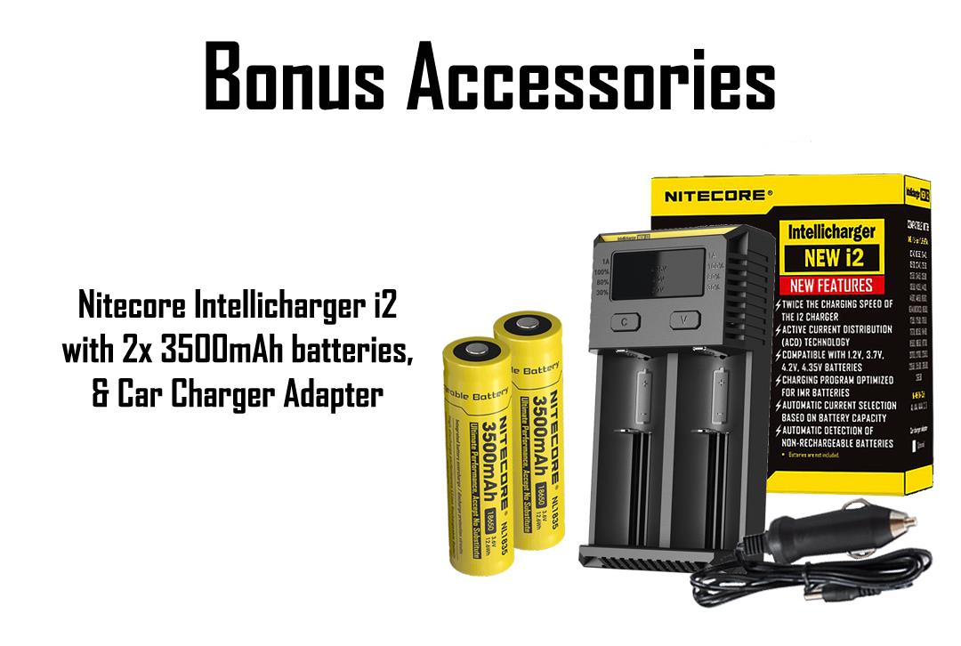 Nitecore i2 2016 Intellicharger Charger with 2x 18650s Car Adapter & Organizer