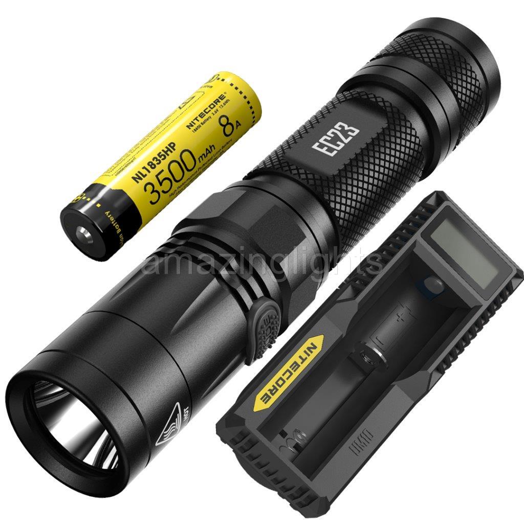 1x 18650 Battery and UM10 Digital Charger NITECORE EC23 1800 Lumens Flashlight