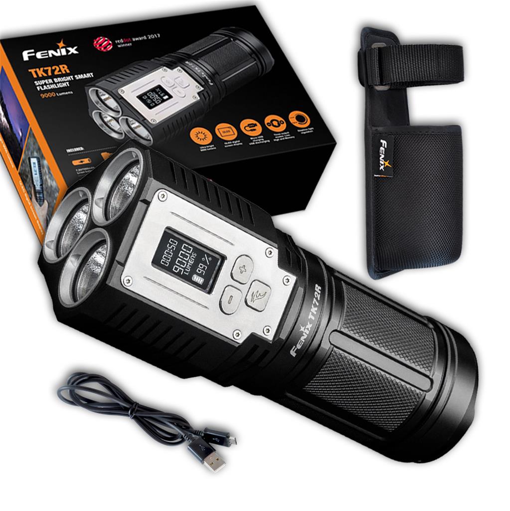 Fenix TK72R 9000 Lumen USB Rechargeable Powerbank LED Flashlight w// OLED Display