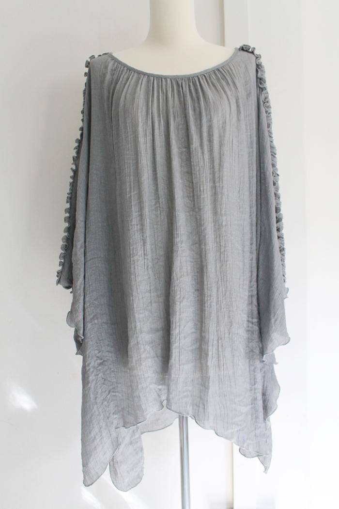 New Gray Plus Size Top 3X US 24 Poncho Tunic Batwing Blouse Light ...