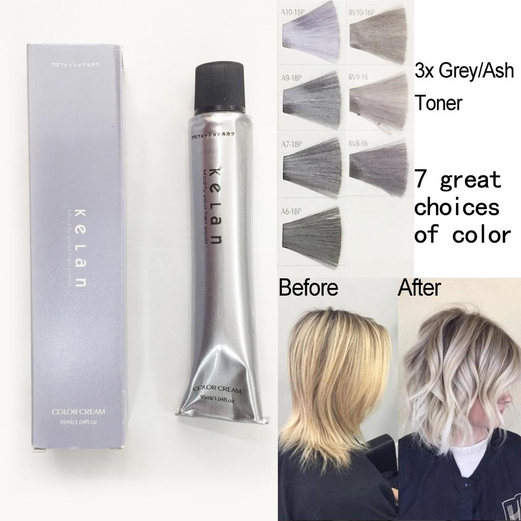 3 X Kelan Hair Color Cream Toner Grey Color 7 Ash Grey Color