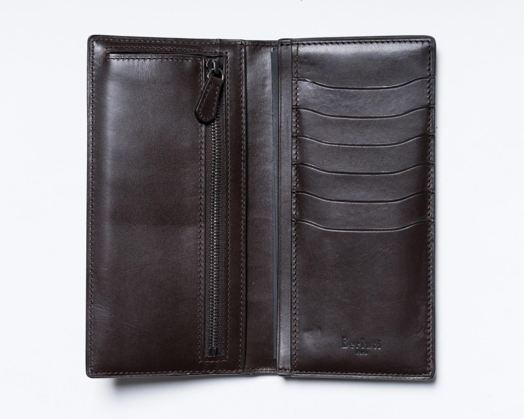 Berluti $970 NIB Santal Scritto Leather Long Wallet Tobacco Brown Calfskin  | eBay