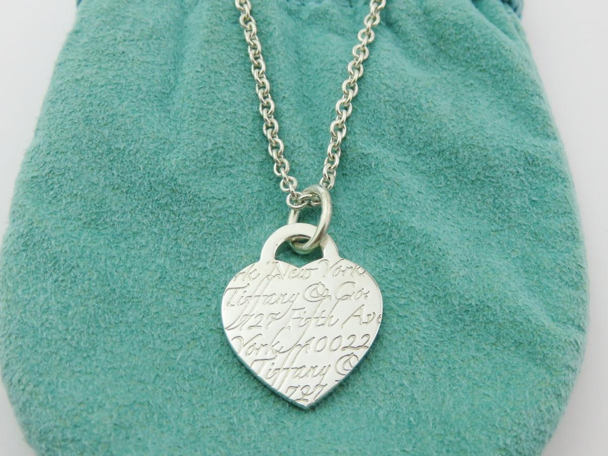Authentic TIFFANY & CO Sterling Silver Notes Heart Tag Pendant Necklace ...