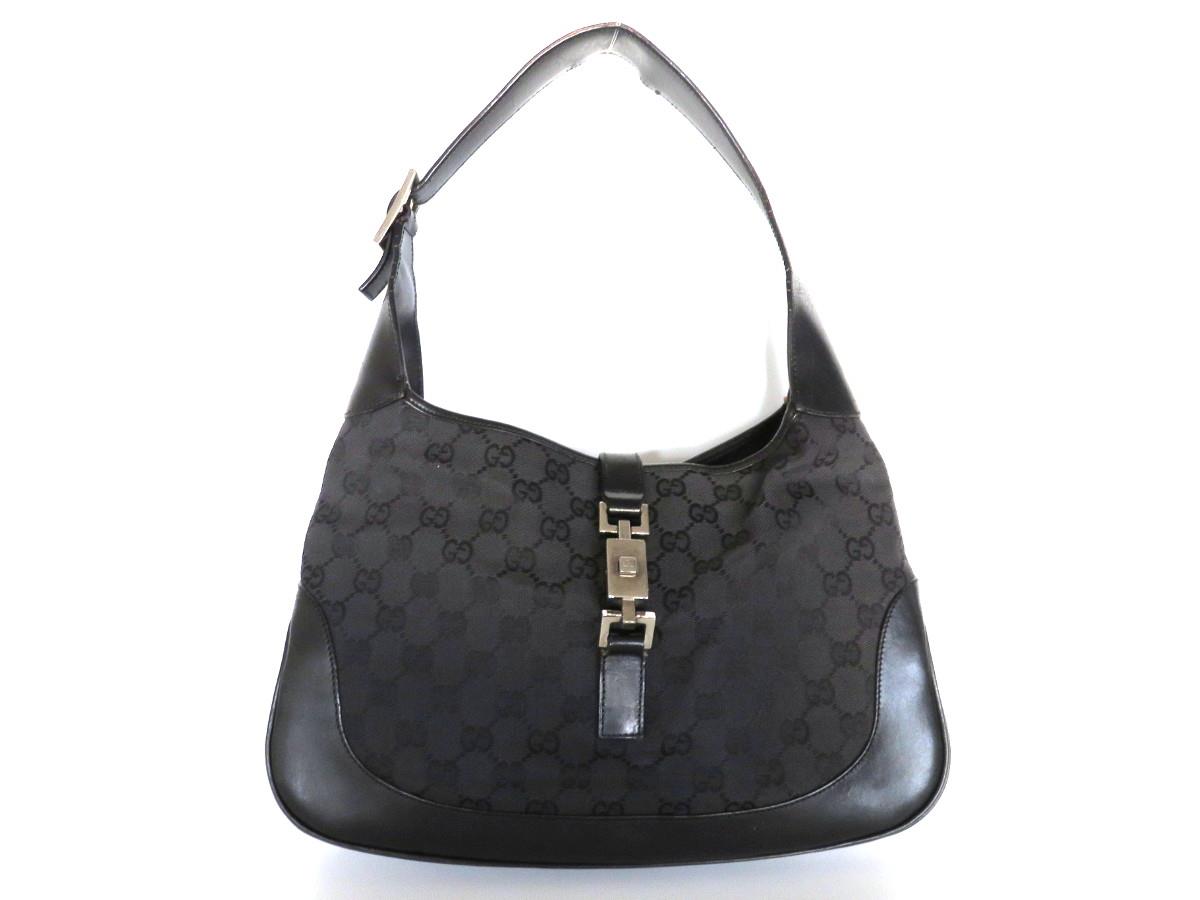 Authentic GUCCI Original GG Canvas Leather Black Jackie Shoulder Bag purse | eBay
