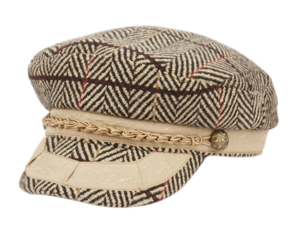 Classic Herringbone Wool Greek Fisherman Fitted Hat Cap - Picture 3 of 4