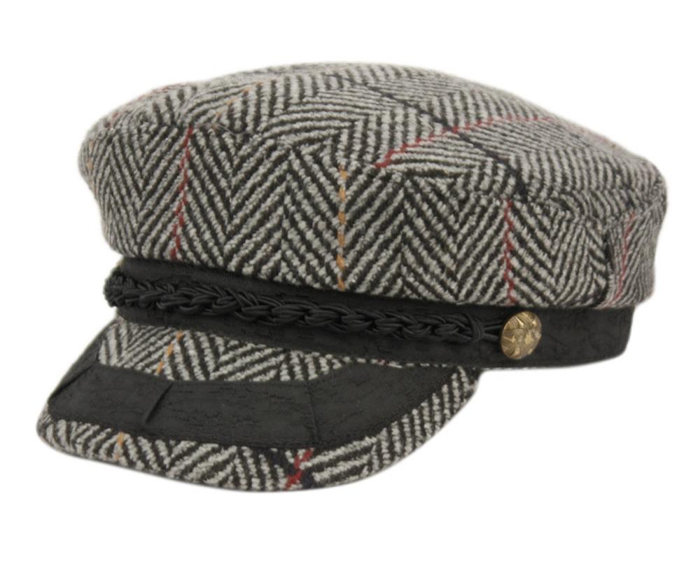 Classic Herringbone Wool Greek Fisherman Fitted Hat Cap - Picture 2 of 4