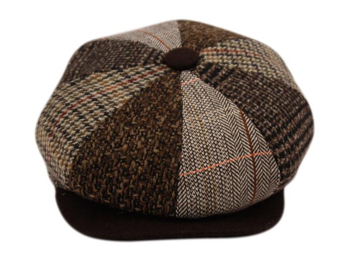 8 Panel Fitted Wool Blend newsboy Applejack Cabbie IVY Snap Brim Hat Cap - Picture 3 of 3