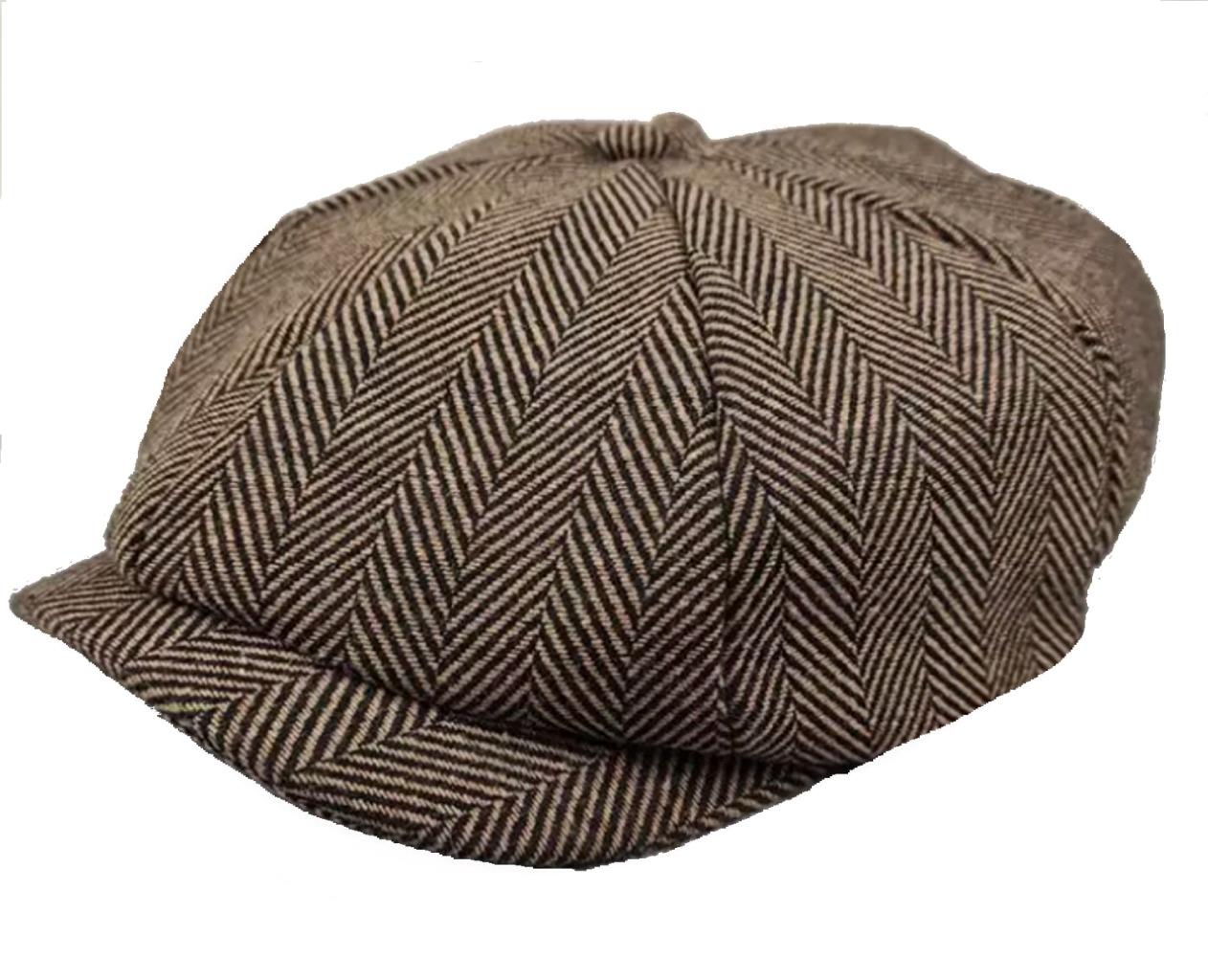 Herringbone Applejack Newsboy Cabbies Big Apple Tweed Ivy Golf Hat Cap - Picture 3 of 3