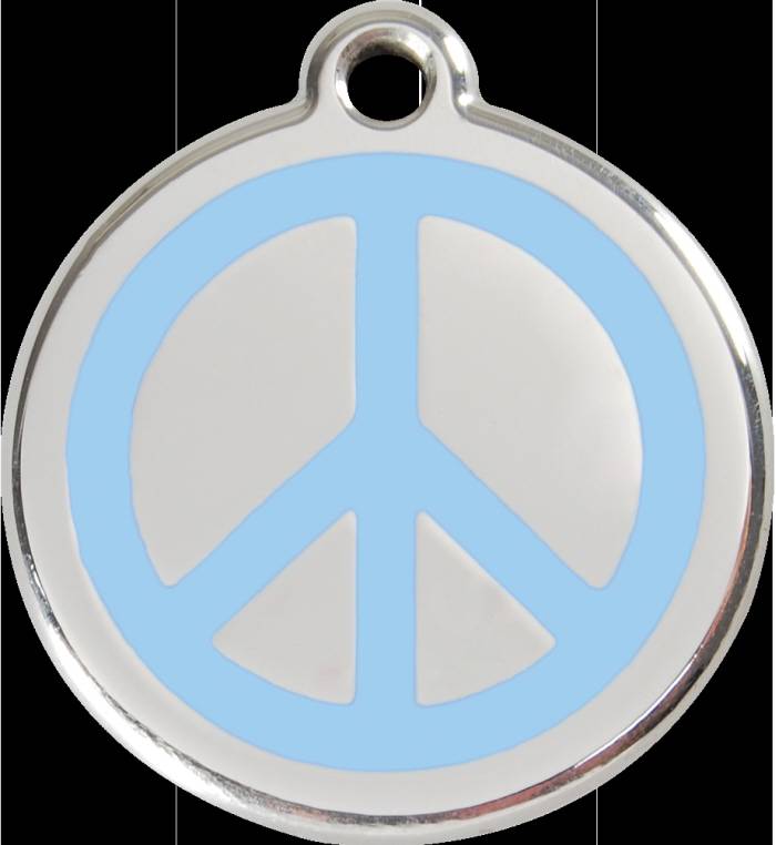 red dingo peace sign engraved dog id pet tag / charm - lifetime