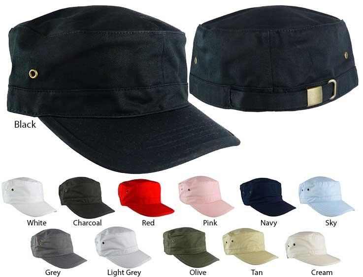 MILITARY CAP CADET ARMY HAT VENTED SOLID PLAIN BLACK WHITE NEW STYLE ...