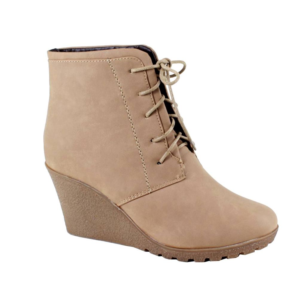 NEW Women Fashion Chukka Style Lace Up Platform Wedge Heel Ankle Boots ...