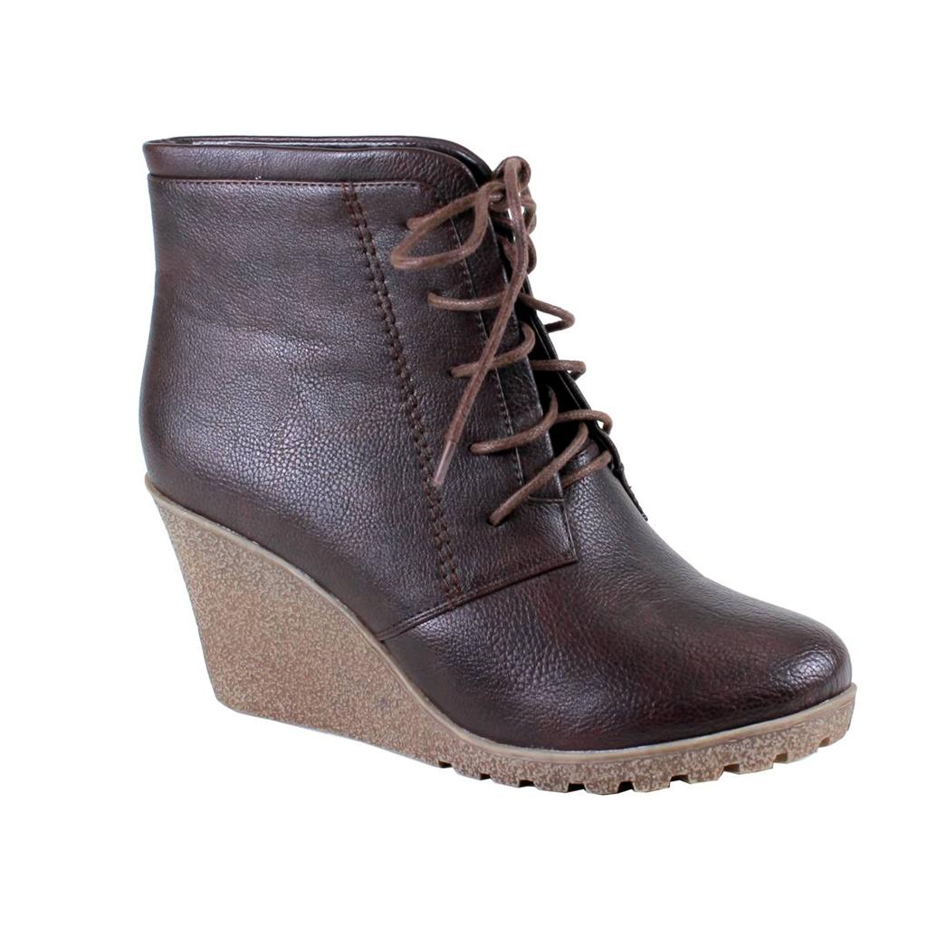 NEW Women Fashion Chukka Style Lace Up Platform Wedge Heel Ankle Boots ...