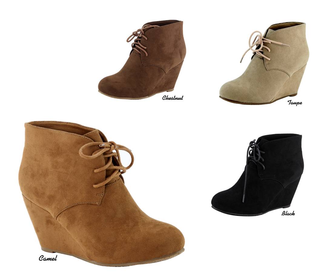 NEW Women Micro Suede Chukka Style Lace 