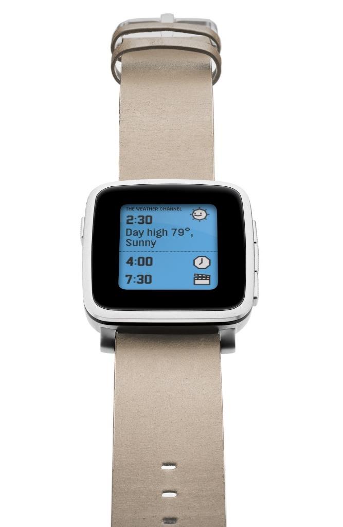 pebble time steel watch