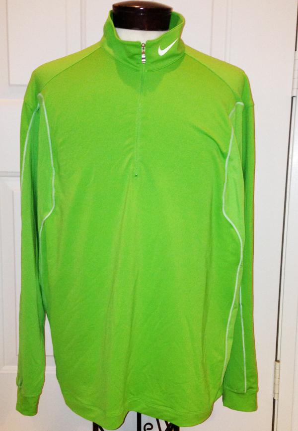 NIKE GOLF DRI-FIT LIME GREEN LONG SLEEVE 1/4 ZIP PULLOVER SHIRT - SIZE ...