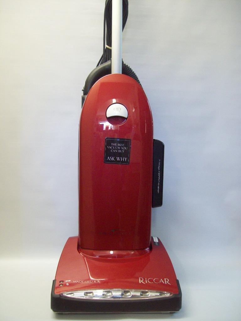 Riccar Radiance Upright Red Vacuum Cleaner Has Hose and Tools on Board