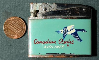 cigarette lighter flying 1960s Era Canadian Pacific Airlines goose logo VINTAGE- a chemical which is known to the State of California to cause cancer Bentley Flying Spur GT GTC