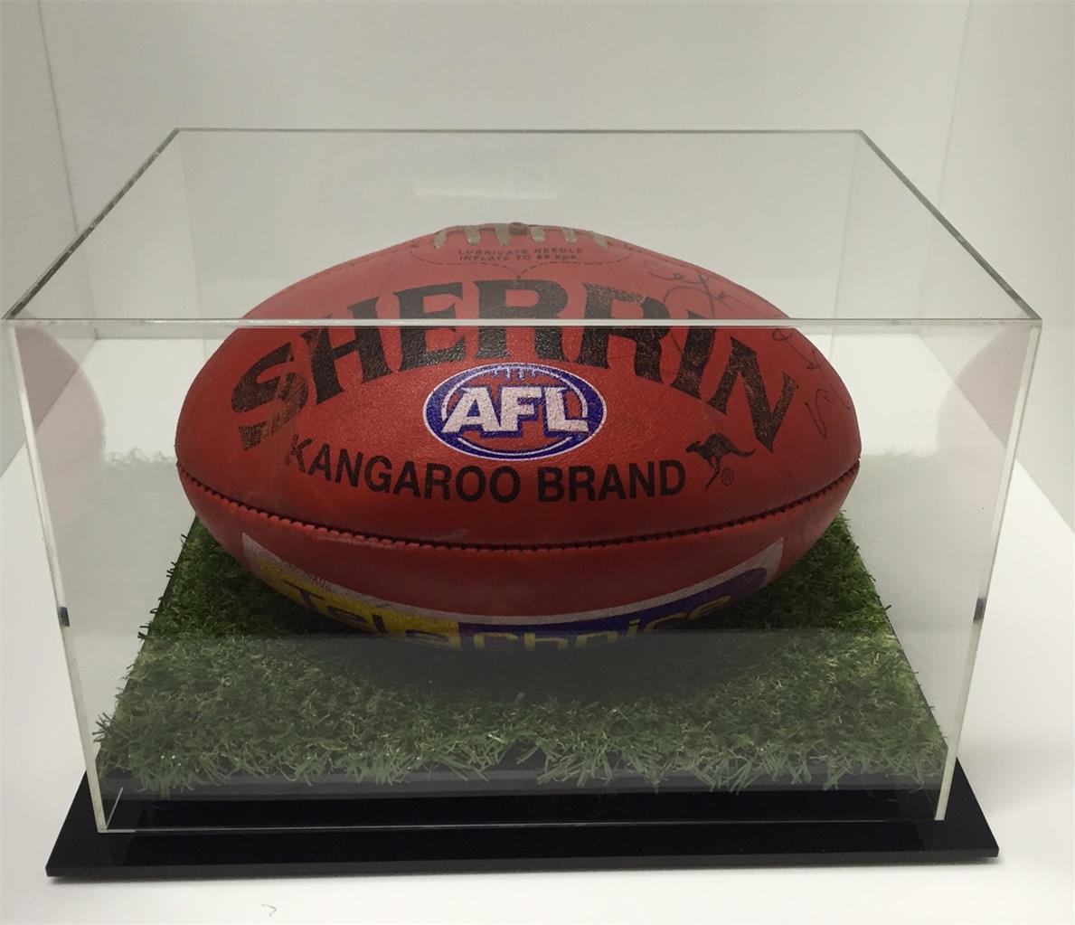 Football AFL Deluxe Acrylic Perspex Display Case Synthetic Grass Free