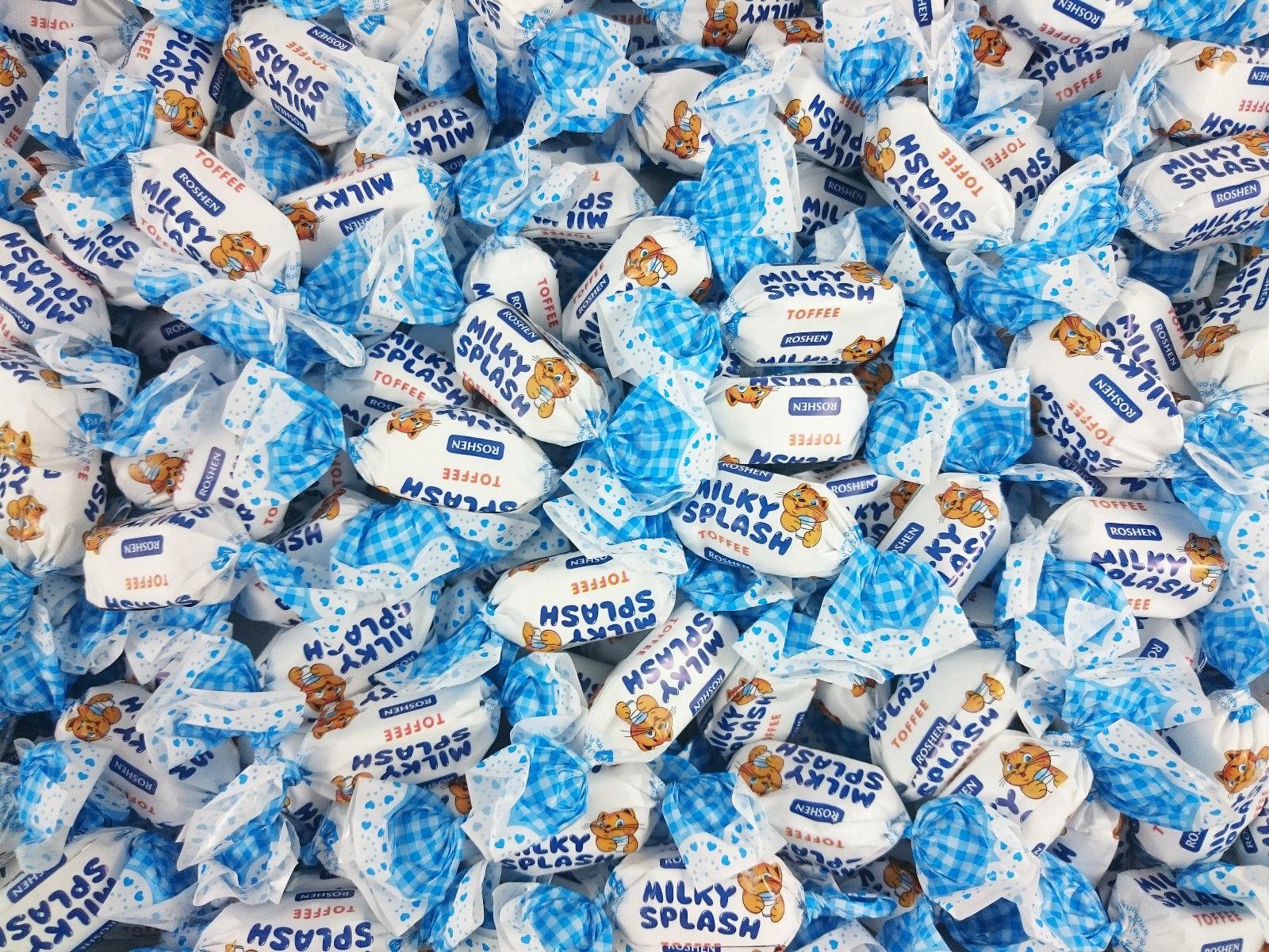 Best European Candy MILKY SPLASH Toffee Candies from Roshen 0.5 1 2 3