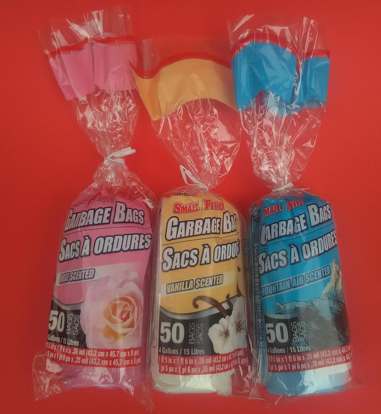 3 Packs (150 total) Scented Small 4 Gallon Garbage Trash Bags Bathroom