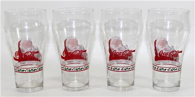 Vintage Set of 4 Enjoy Coca Cola Santa Claus Christmas Coke