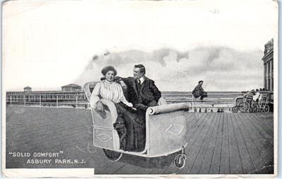 Asbury Park Nj Solid Comfort Couple In Boardwalk Cart C1910s