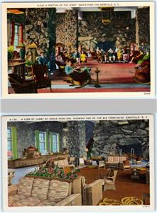 2 Postcards Asheville North Carolina Nc Lobby Fireplace Grove