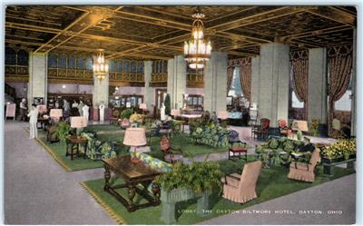 Dayton Ohio Oh Lobby Interior Dayton Biltmore Hotel C1940s Linen Postcard Ebay