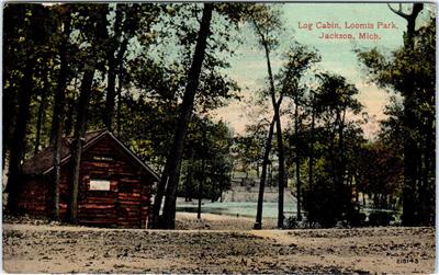 Jackson Mi Michigan Log Cabin In Loomis Park 1910s Postcard Ebay