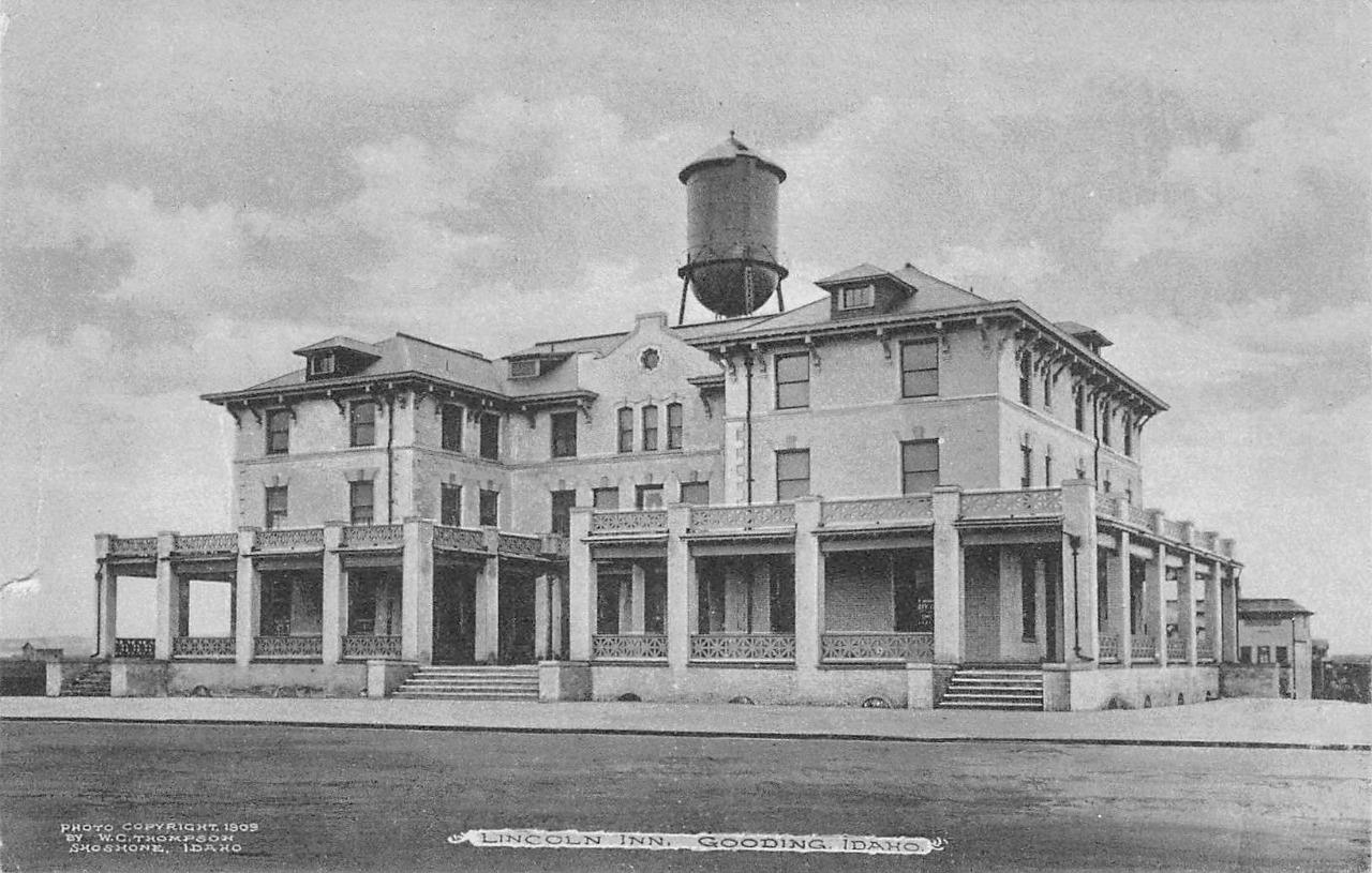 LINCOLN INN Gooding, Idaho Water Tower 1909 Vintage Albertype Postcard